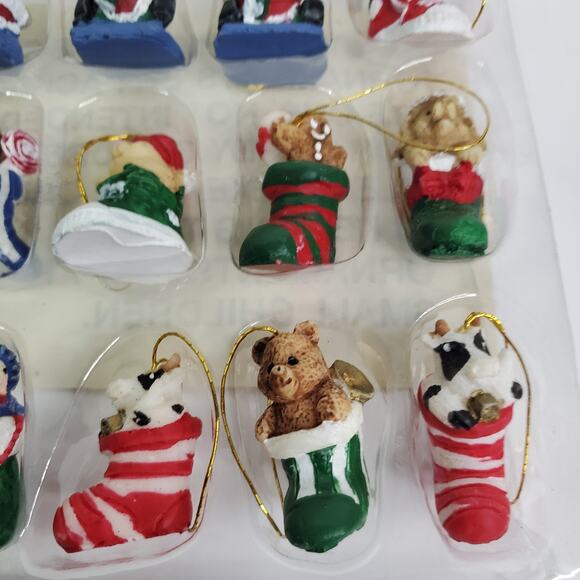 Set of 18 Stocking Critters Ornaments Christmas Hand Painted w Box VTG - Picture 7 of 12